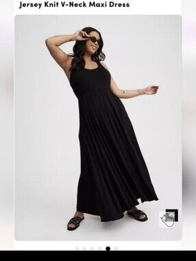 New Torrid Super Soft Dress Jersey V-Neck Maxi Dress Black Rayon Racerback Sz 1x